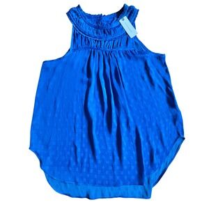 $78‎ NWT Maeve Anthropologie Blue Sleeveless Polka Dot Blouse Women's SZ 0